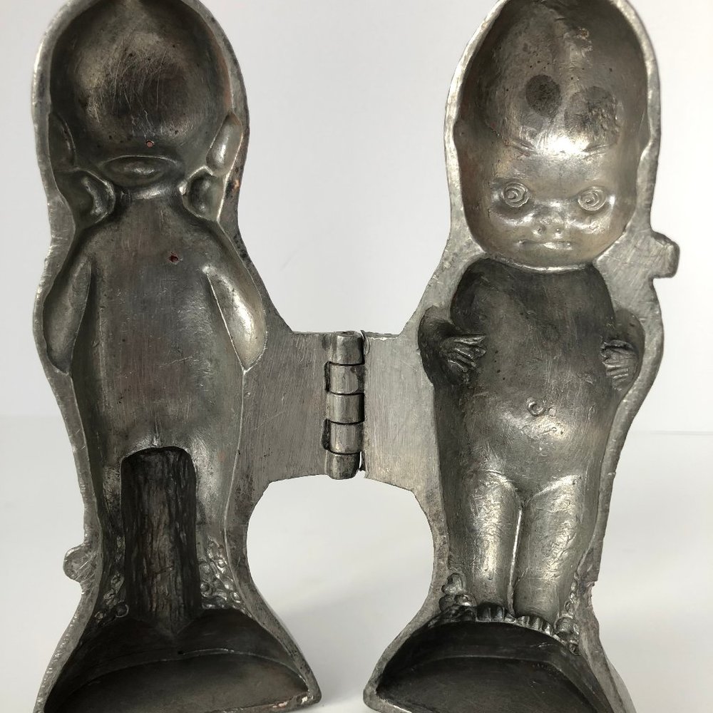 Vintage Pewter Kewpie Ice Cream / Chocolate Mold - 6.25" tall